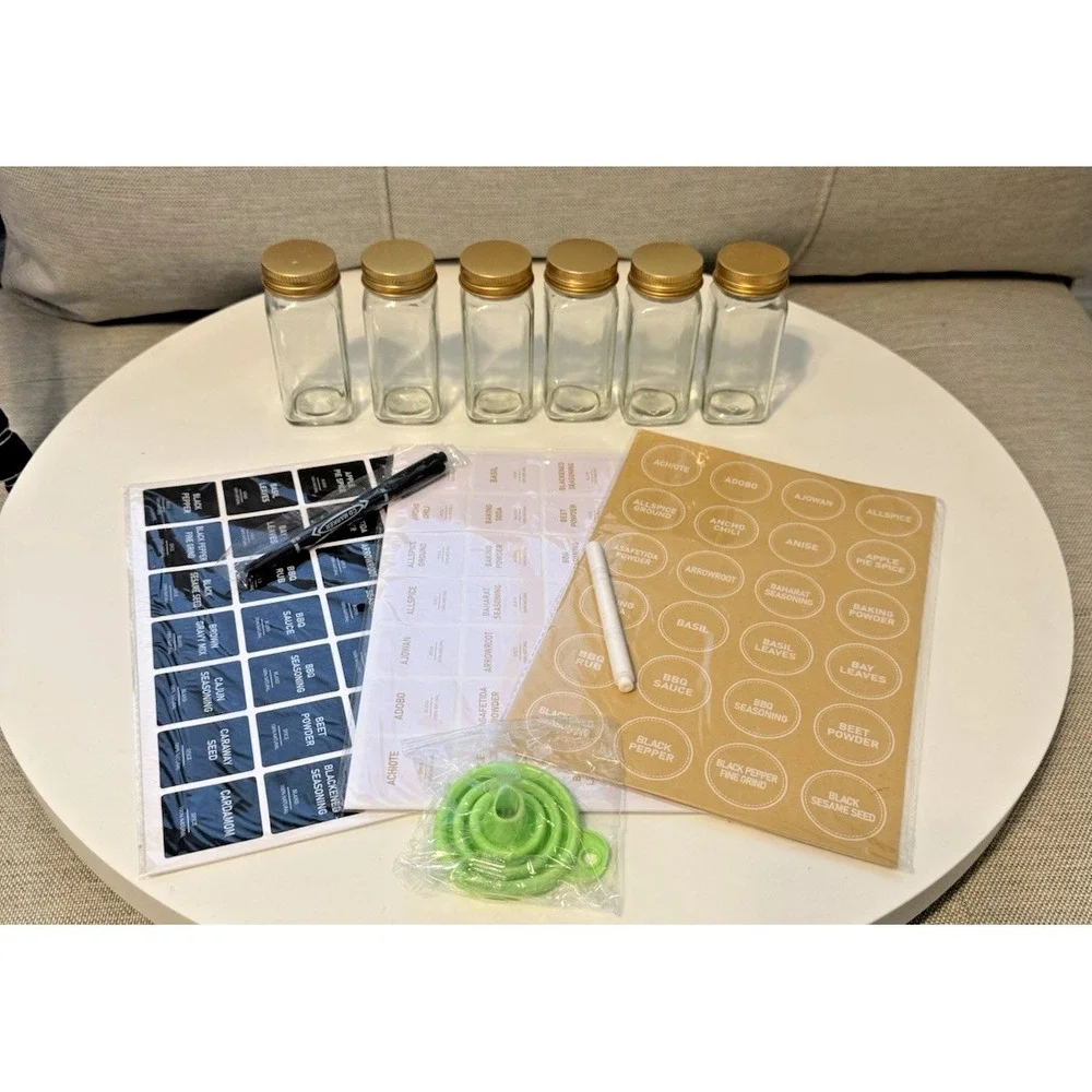 Set of 25 Glass Spice Jars Square 4